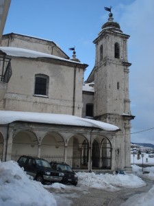 Basilica of Castel di Sangro in the snow