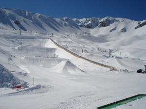 View over the snowpark of Ovindoli